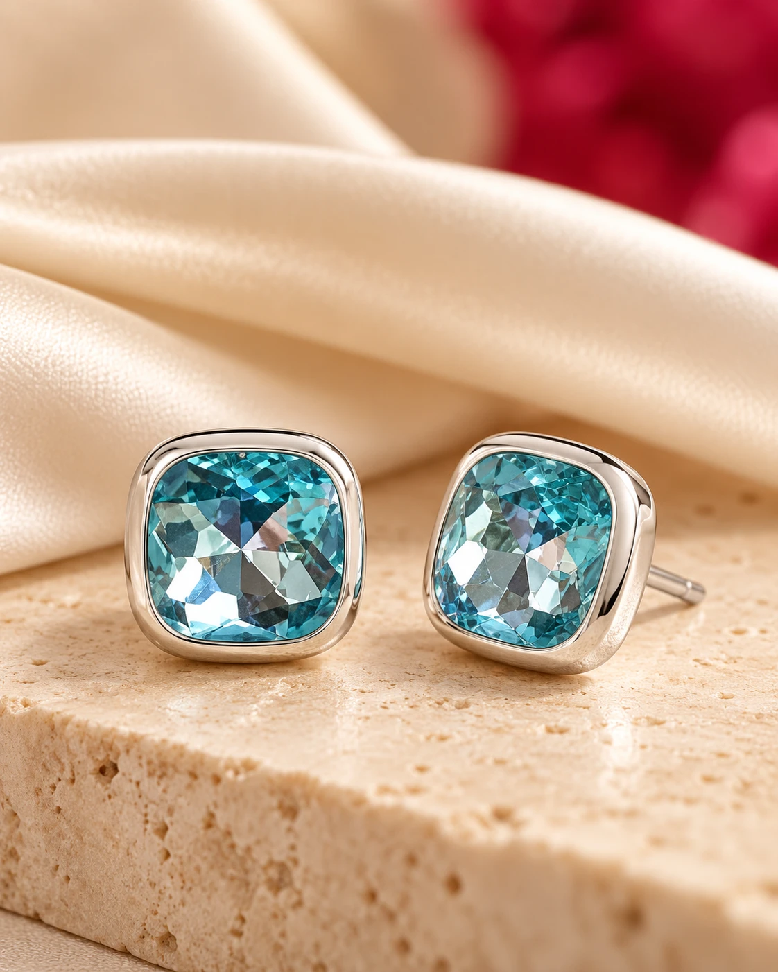 Blue Crystal Stud Earrings — In the studio