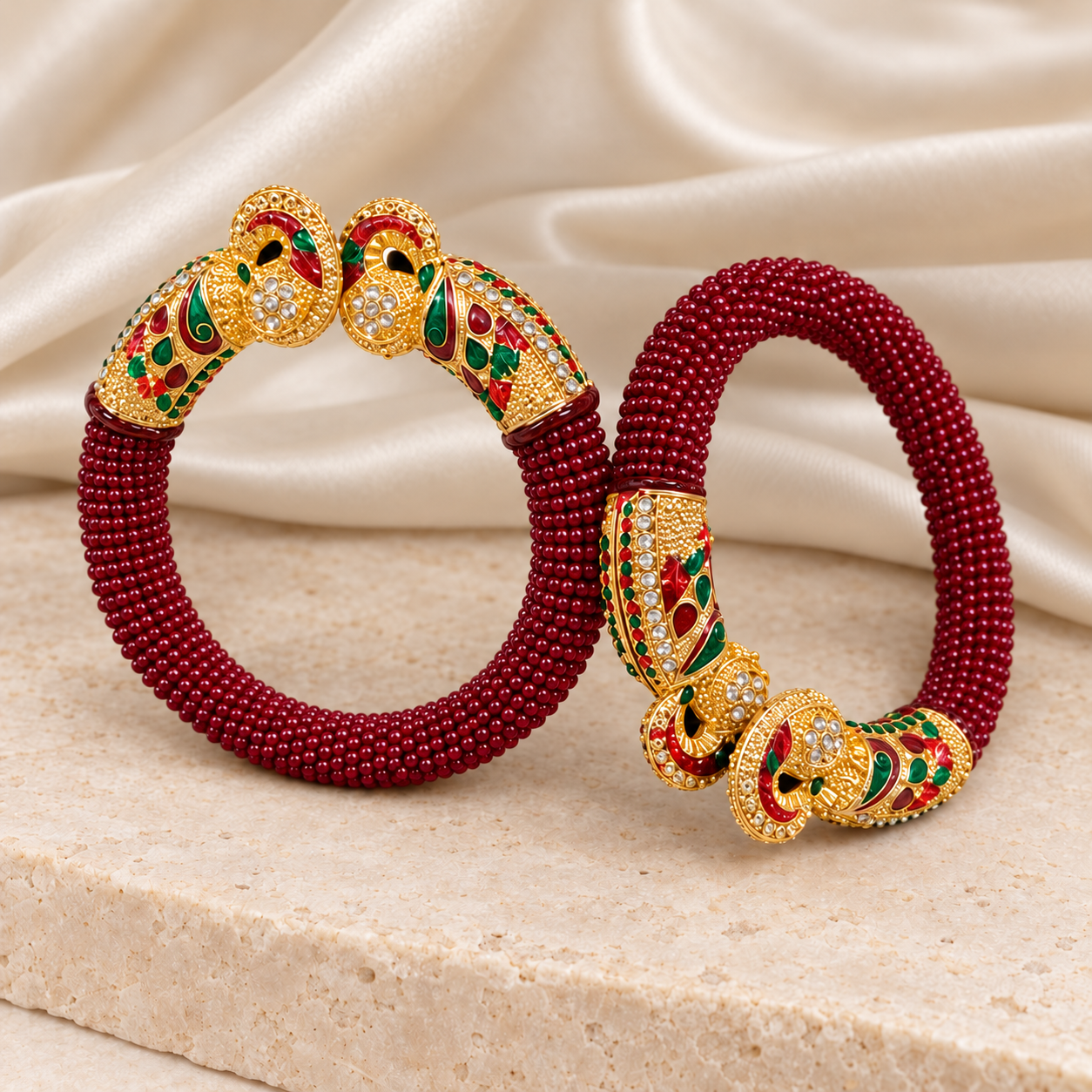 Gaj Maroon Bangle Pair — Product photo