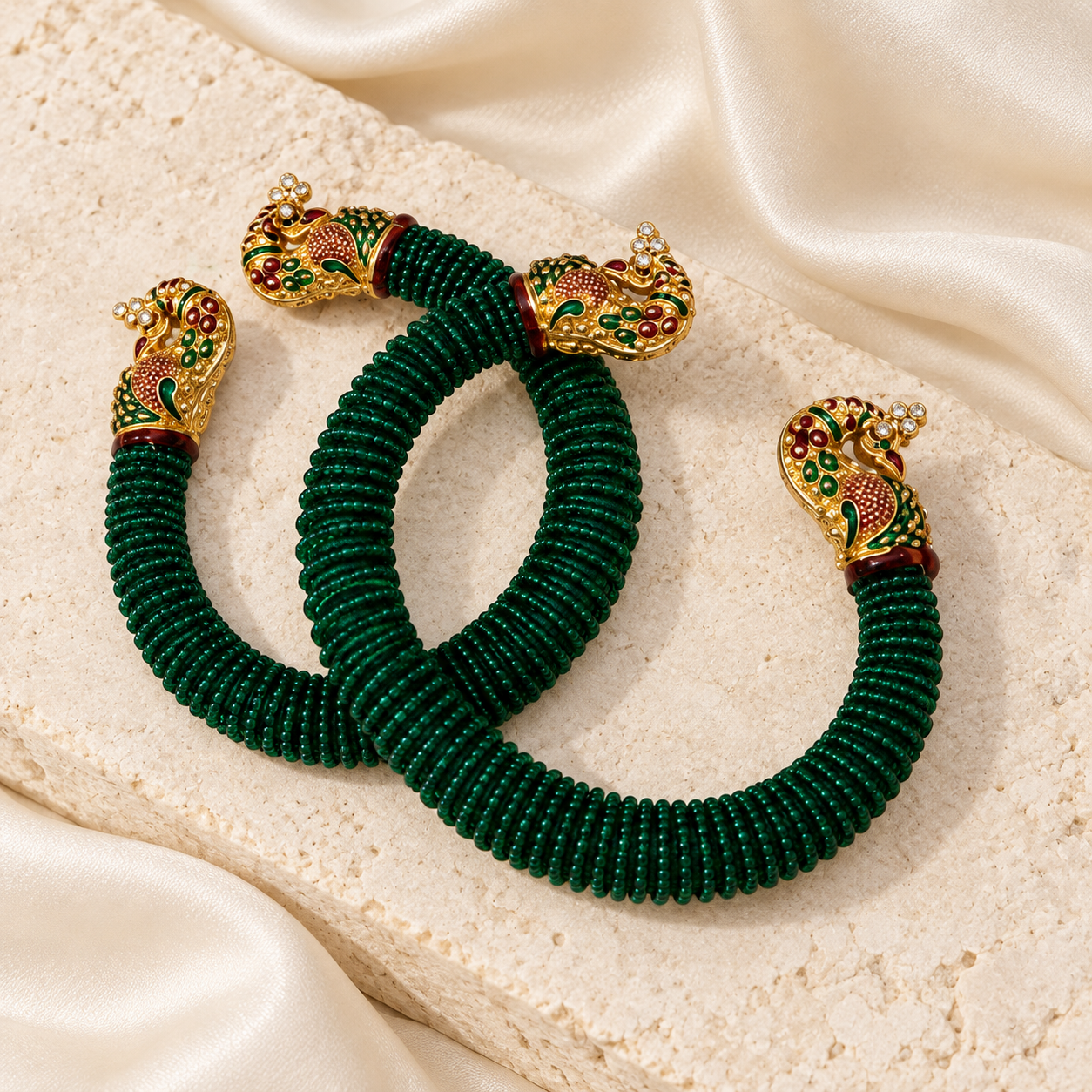 Mayur Green Bangle Pair — Product photo