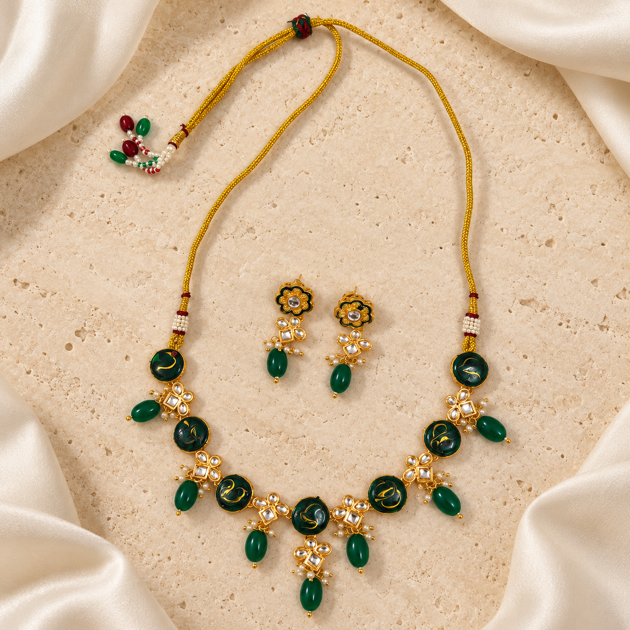 Harit Medallion Necklace & Earrings Set — Product photo