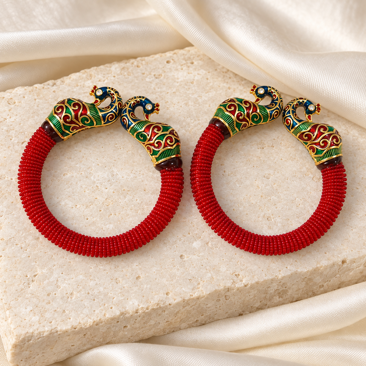 Mayur Red Bangle Pair — Product photo