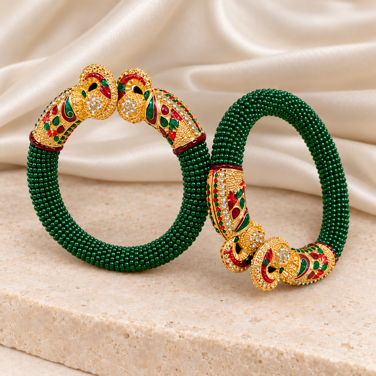 Gaj Green Bangle Pair — Product photo