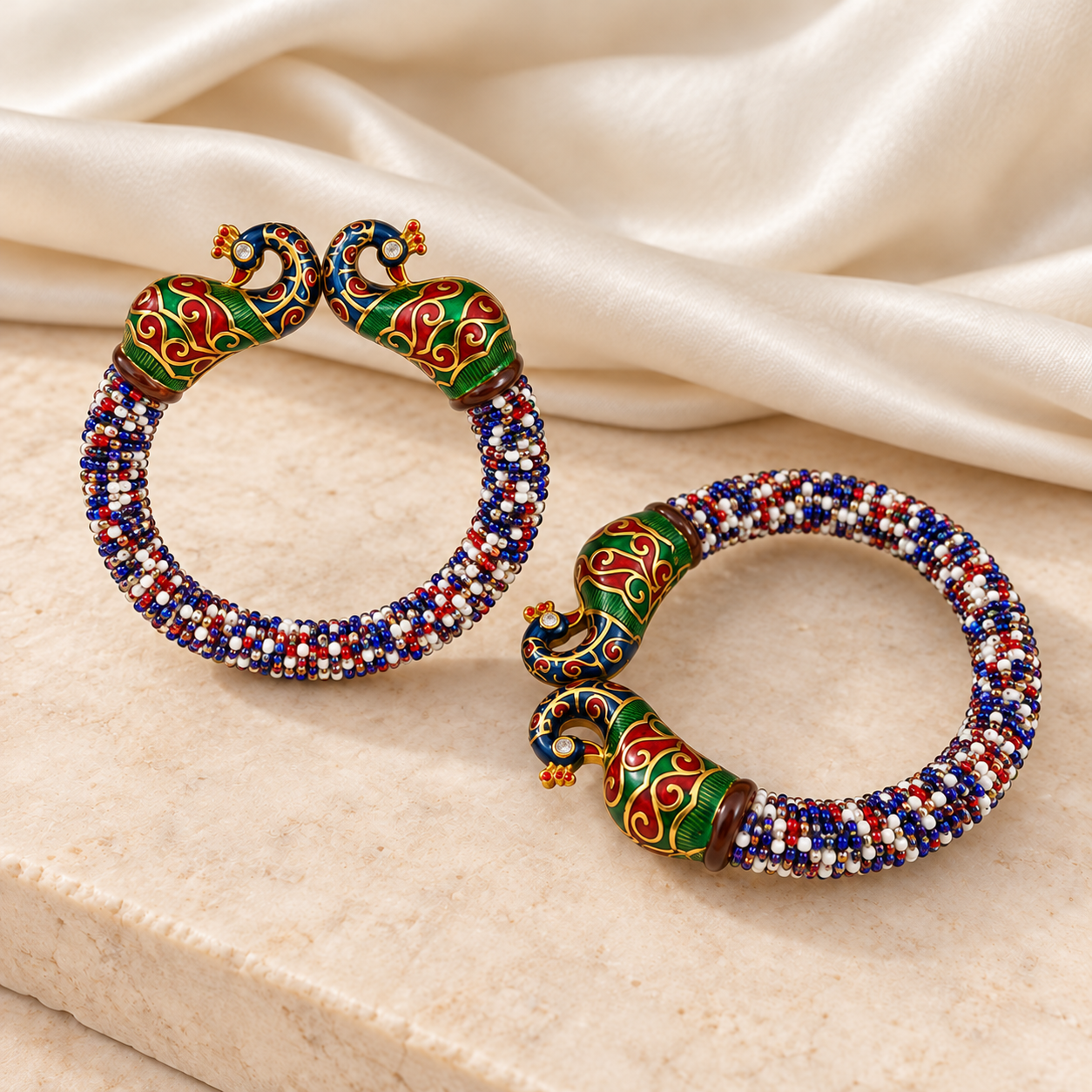 Mayur Blue Multicolour Bangle Pair — Product photo