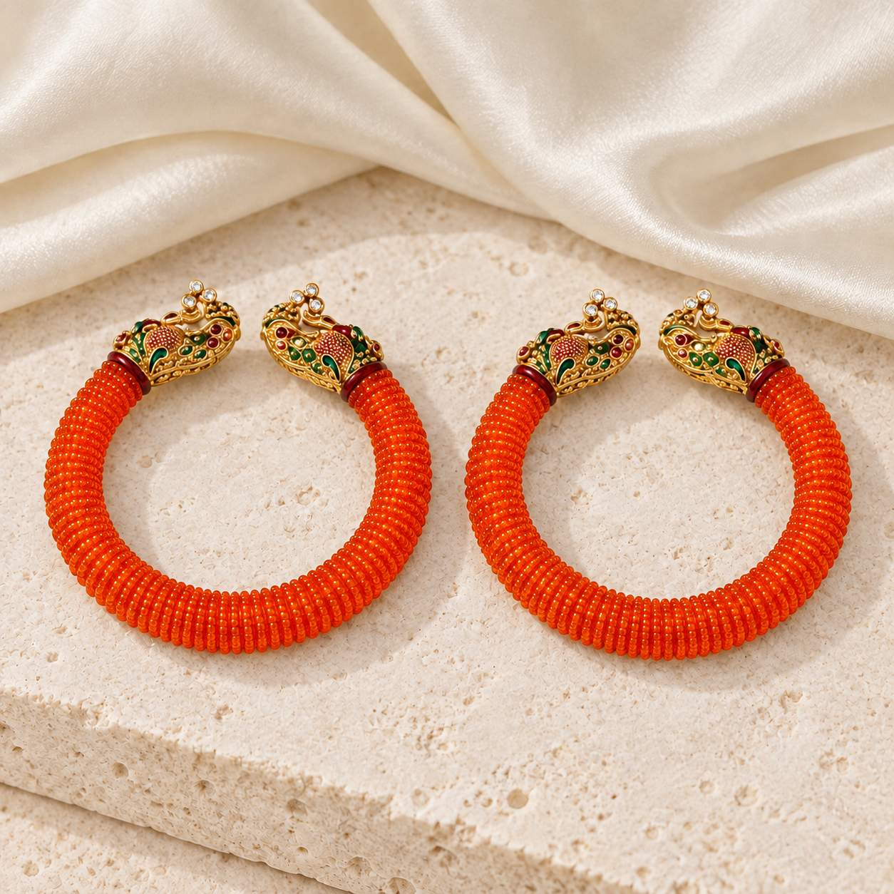 Mayur Orange Bangle Pair — Product photo